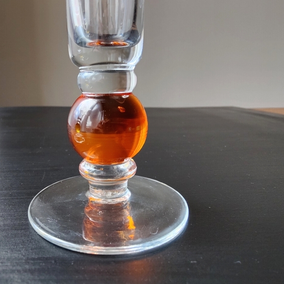 2 art glass candle 🕯️ stick holders | orange 🧡 and yellow 💛 - Picture 12 of 13